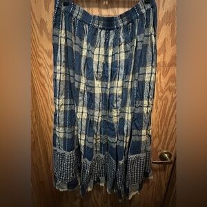 Vintage Sun River Plaid Midi Skirt